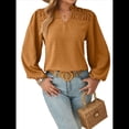 thumbnail image 1 of Blusa de Larga con Cuello en V para Mujer, Elegante, Informal, con Pompones, Estilo Primaveral. Amarillo M, 1 of 9
