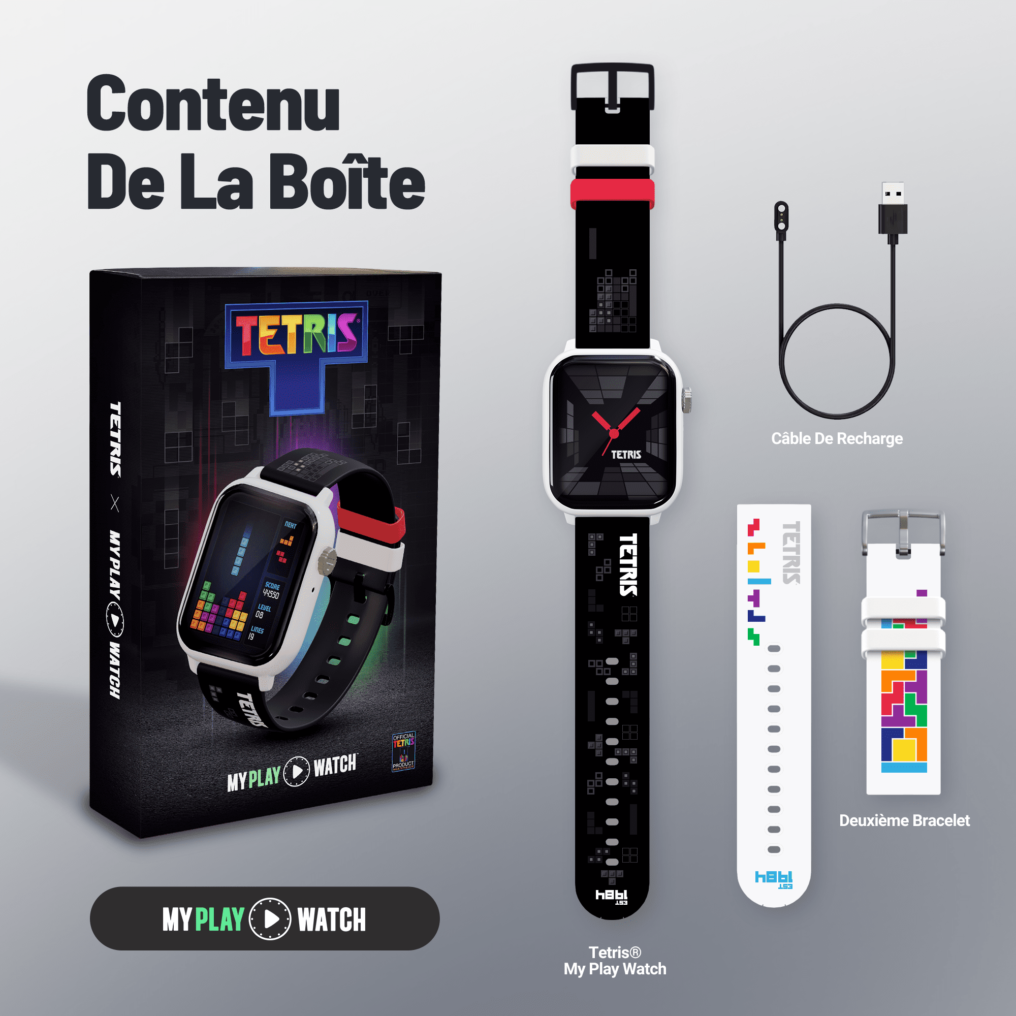 Tetris™: My Play Watch – Retro Gaming Smartwatch with Selective Tech, Non-Connected, Built-in Tetris™, Custom Watch Faces, Classic Arcade Sound, Heart Rate & Fitness Tracker, IP67 Water Resistant.