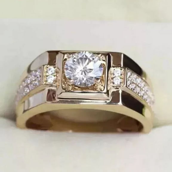 3Ct Round Cut Lab Created Diamond Pinky Men's Ring Band 14k Yellow Gold Plated