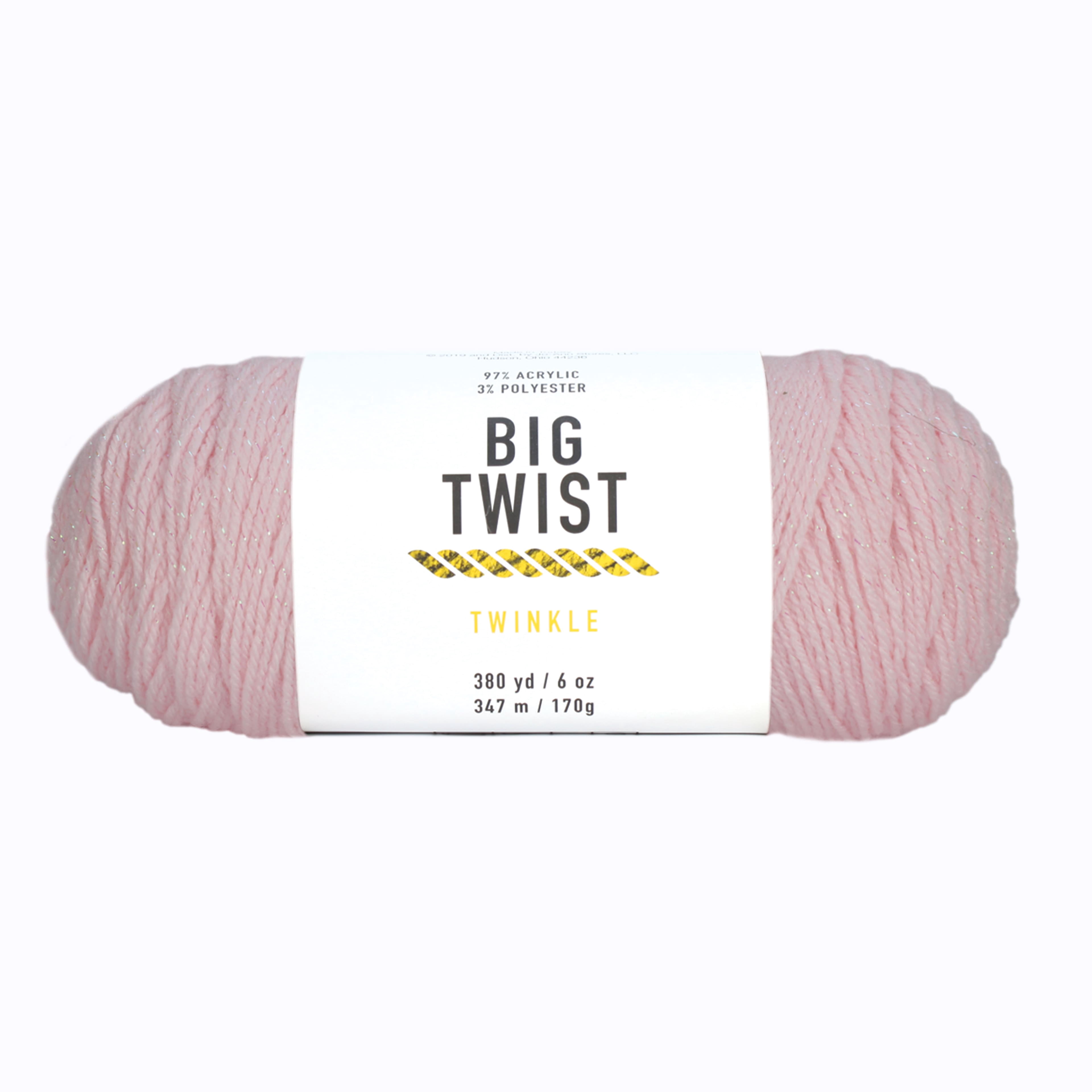 Big Twist Twinkle Yarn, Medium Worsted Sparkle Acrylic Blend, Assorted Colors, 6 oz. Skein, 6-Pack