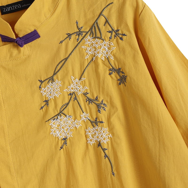 Corsion Mens Casual Long Sleeve Gold Embroidery Blouse Male Button Dress Shirt Top Corsion Mens Casual Long Sleeve Gold Embroidery Blouse Male Button Dress Shirt Top