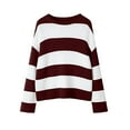 thumbnail image 5 of zaveiop Sweaters for Womens Fall Winter Y2K Oversized Preppy Jumper Sweaters Lightweight Knit Color Block Pullover Sweater (Z3-Wine, M), 5 of 5