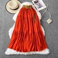 thumbnail image 7 of HOXZODT Women’s High Waist Tiered Maxi Skirt Casual Long Skirt with Belt, Saffron, 7 of 7
