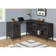 thumbnail image 3 of Monarch Specialties Bureau, Bureau À Domicile, Coin, Tiroirs De Rangement, 60"l, Forme De L, Travail, Ordinateur Portable, Métal, Stratifié, Gris, Noir, Contemporain, Moderne, 3 of 4