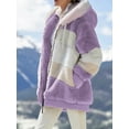 thumbnail image 2 of Fleece Jacket Women Plus Size Warm Winter Coats Fluffy Sherpa Hoodie Zip up Casual Color Block Faux Fur Cardigan Coat Shaggy Cardigan Sweater Outerwear, 2 of 8