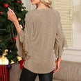 thumbnail image 6 of Long Sleeve Shirts for Women 3/4 Sleeve V-Neck Solid Color Flare Sleeve Womens Blouses Casual Loose T-shirt Pullover Outerwear Party Shirt S-2XL, 6 of 8