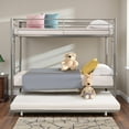 thumbnail image 2 of Tcbosik Twin Over Twin Metal Bunk Bed with Trundle, Heavy Duty Bunk Bed Frame with Built-in Ladder and Full Length Guardrail, No Box Spring Needed, Silver, 2 of 9