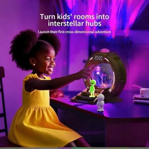 Northern Lights Projector Stargate Galaxy Night Light Plasma Globe Lamp with White Noise Sound Machine, Bluetooth Music, Time Alarm Clock, Kids Room Decor, Gift for Christmas Birthday Valentine's Day