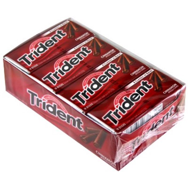 3 Pack Trident Sugar Free Gum Cinnamon 12 pack (18 ct per pack