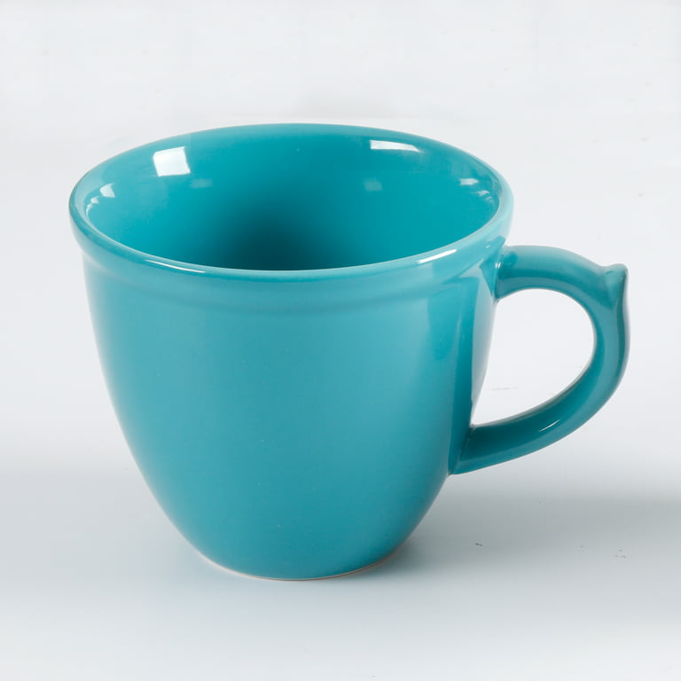 The Pioneer Women Flea Market Decorated Coffee Cup, Floral Turquoise - 4 pack