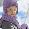 thumbnail image 5 of AuroraX 3-Piece Winter Warm Knit Set for Women, Fleece Lined Earflap Hat, Scarf, and Gloves, Thermal Cold Weather Accessories Purple, 5 of 8