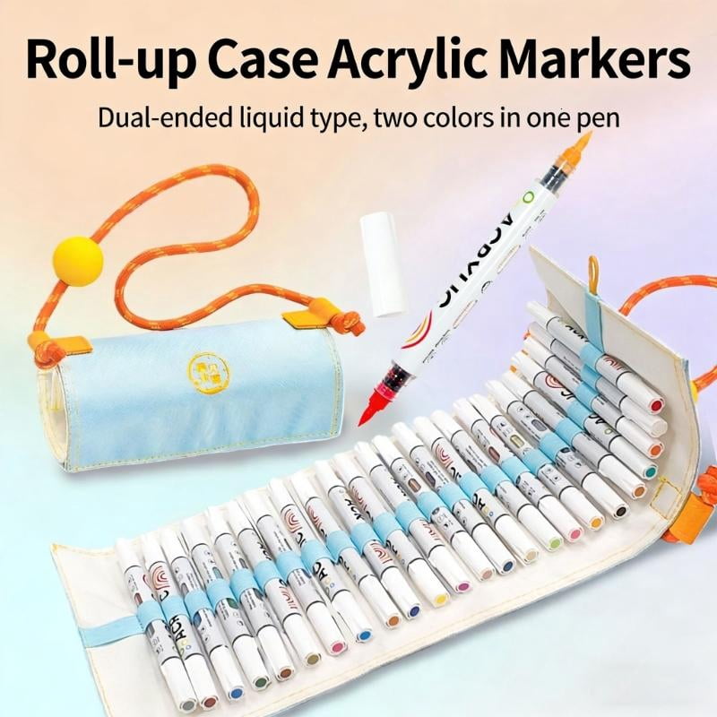 CEORPER Portable Roll Up Marker Case Contains Artist Grade Coloring Pens For Travel