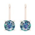 thumbnail image 3 of 1 Ct Round Cut Drop Dangle Blue Moissanite 18K Rose Solid Solid Gold Everyday Dainty Earrings Lever Back, 3 of 7