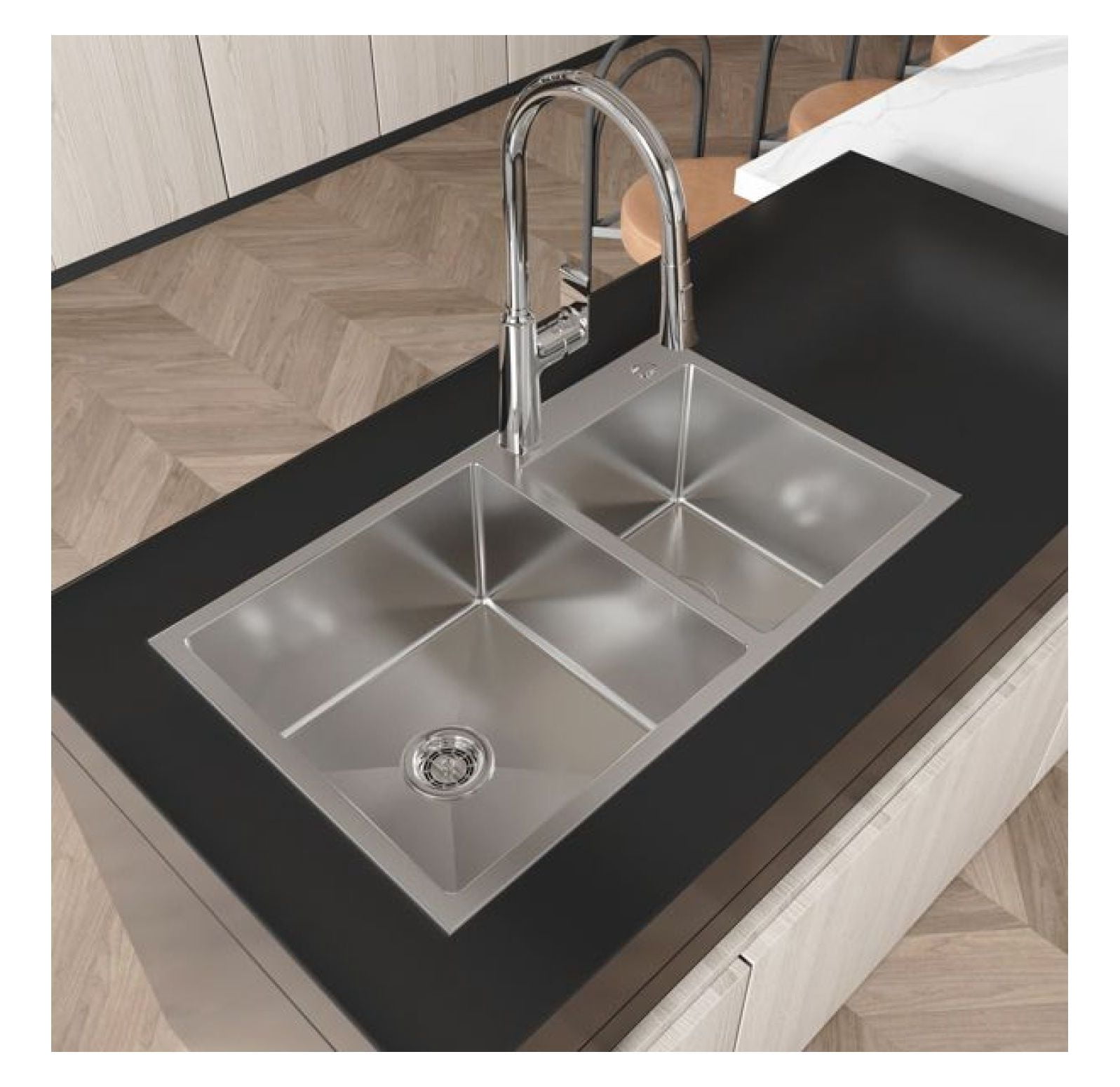Stainless Steel Kitchen Sink 32x19x10 Inch - Double Bowl Drop-in Sink with Sound Dampening, S304 Nano Gray Finish, Dishwasher Safe, Durable Household Sink