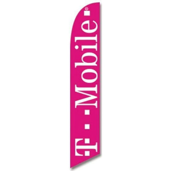 T-Mobile Tmobile Advertising Feather Banner Swooper Flag Sign with Flag Pole Kit and Ground Stake