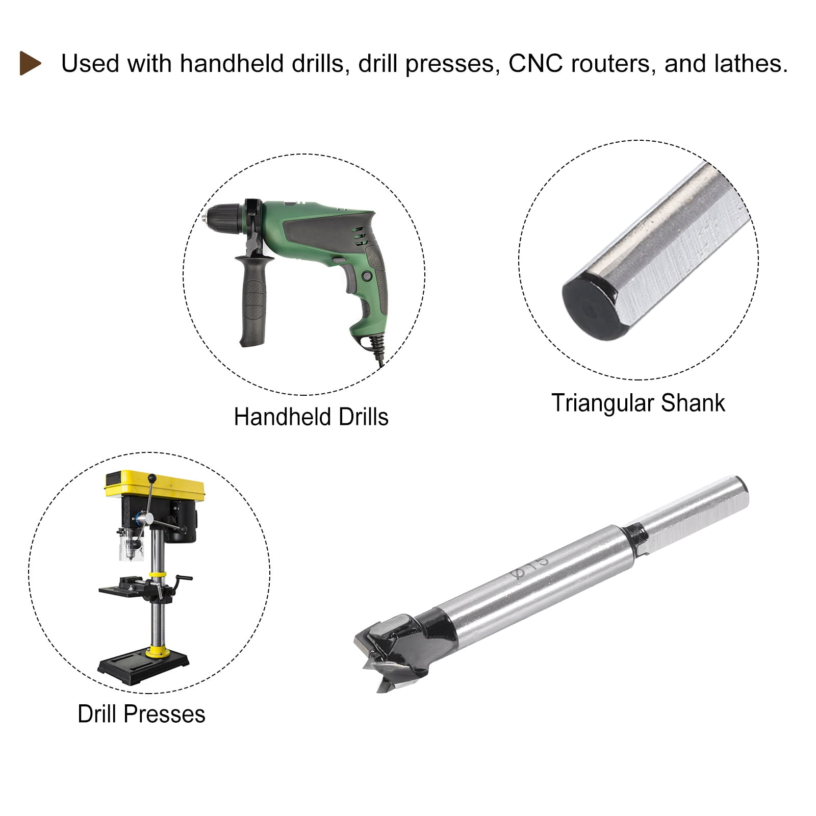 Uxcell 4 Pieces Forstner Drill Bit Set 15/32" 9/16" 19/32" 5/8" K30/C1 Carbide Bits Wood Hinge Hole Opener