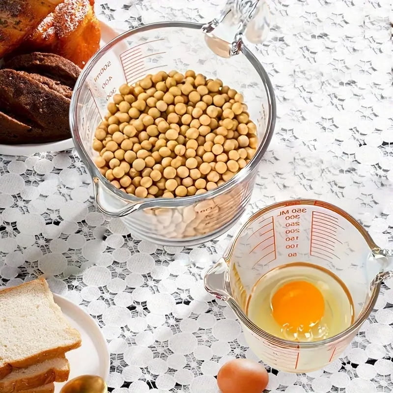 Glass Measuring Cups Set of 3 – 1/2/4 Cup, Heat Resistant, Dishwasher Safe, Raised Markings