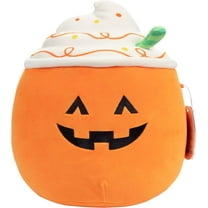 Squishmallows Original 10-Inch Lester The Pumpkin Spice Latte - Official Jazwares Plush - Collectible Soft & Squishy Pumpkin Stuffed Animal Toy - Gift for Kids, Girls & Boys