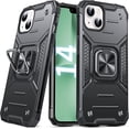 thumbnail image 1 of Designed for iPhone 14 Case, Military Grade Protective Phone Case Cover with Enhanced Metal Ring Kickstand [Support Magnet Mount] Compatible with iPhone 14 6.1, Black, 1 of 5