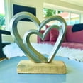 thumbnail image 2 of Eternity Double Heart Figurine, Hand Cast Silver Aluminum, 7.75 Inches, Gallery Base, 2 of 6