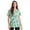 Green Flower Stretch Fabric, variant on Women's V-Neck Printed Scrub Top (White Red Blue Heart Stretch Fabric, 3X)