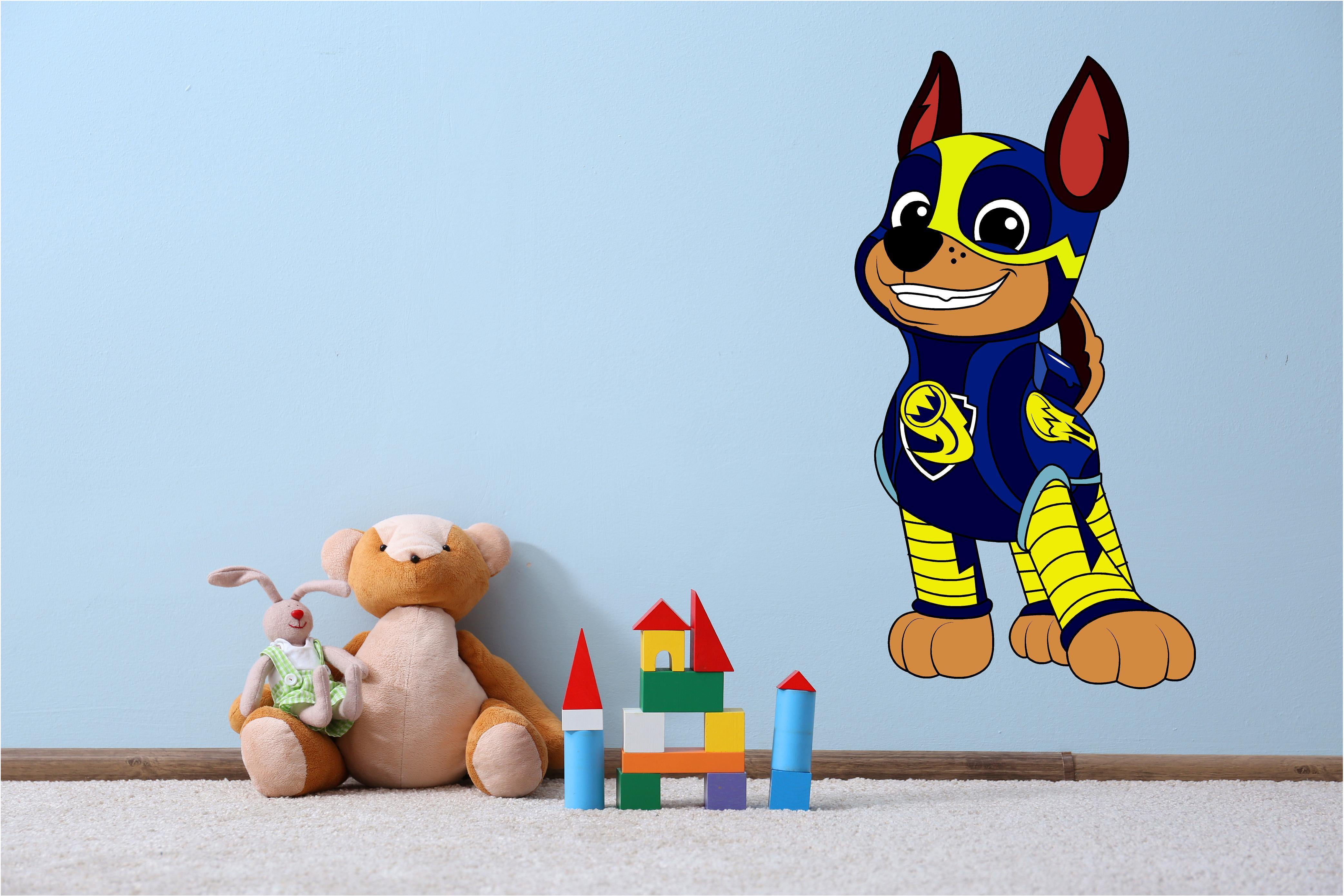 4 Inch Chase Paw Patrol Pup Wall Decal Sticker Pups Puppy Puppies Dog Dogs Removable Peel Self Stick Adhesive Vinyl Decorative Art Kids Room Home Decor Children 3 x 4 inches 