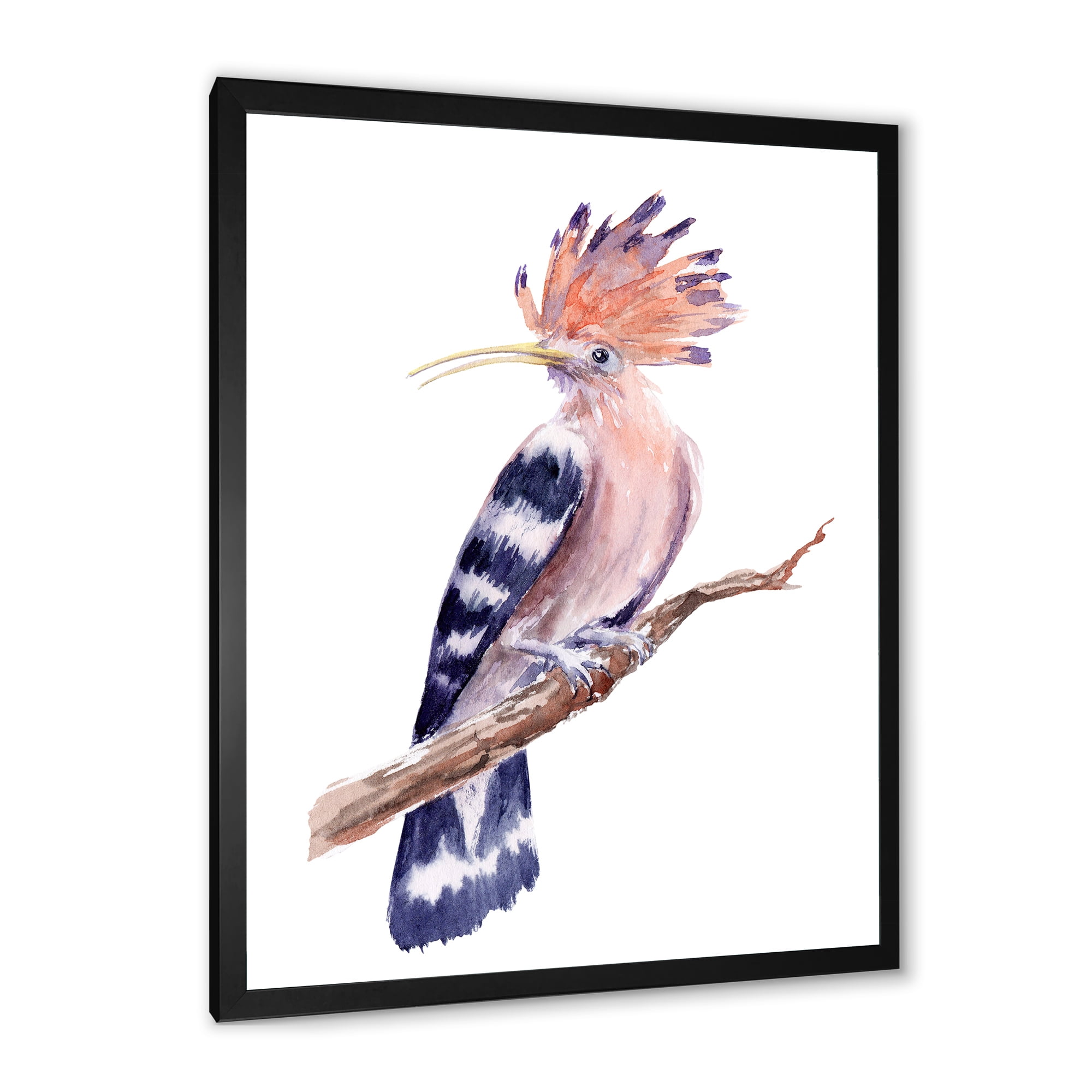 Designart 'Ancient Hoopoe Bird On A Branch' Traditional Framed Art Print