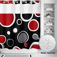 thumbnail image 4 of No Hook Shower Curtain with Built-in Rings - Abstract Modern Washable Waterproof Fabric Bathroom Curtains for Hotel,Rentals, 72 X 78 Inch Long , Geometric Circle Red Black White, 4 of 9