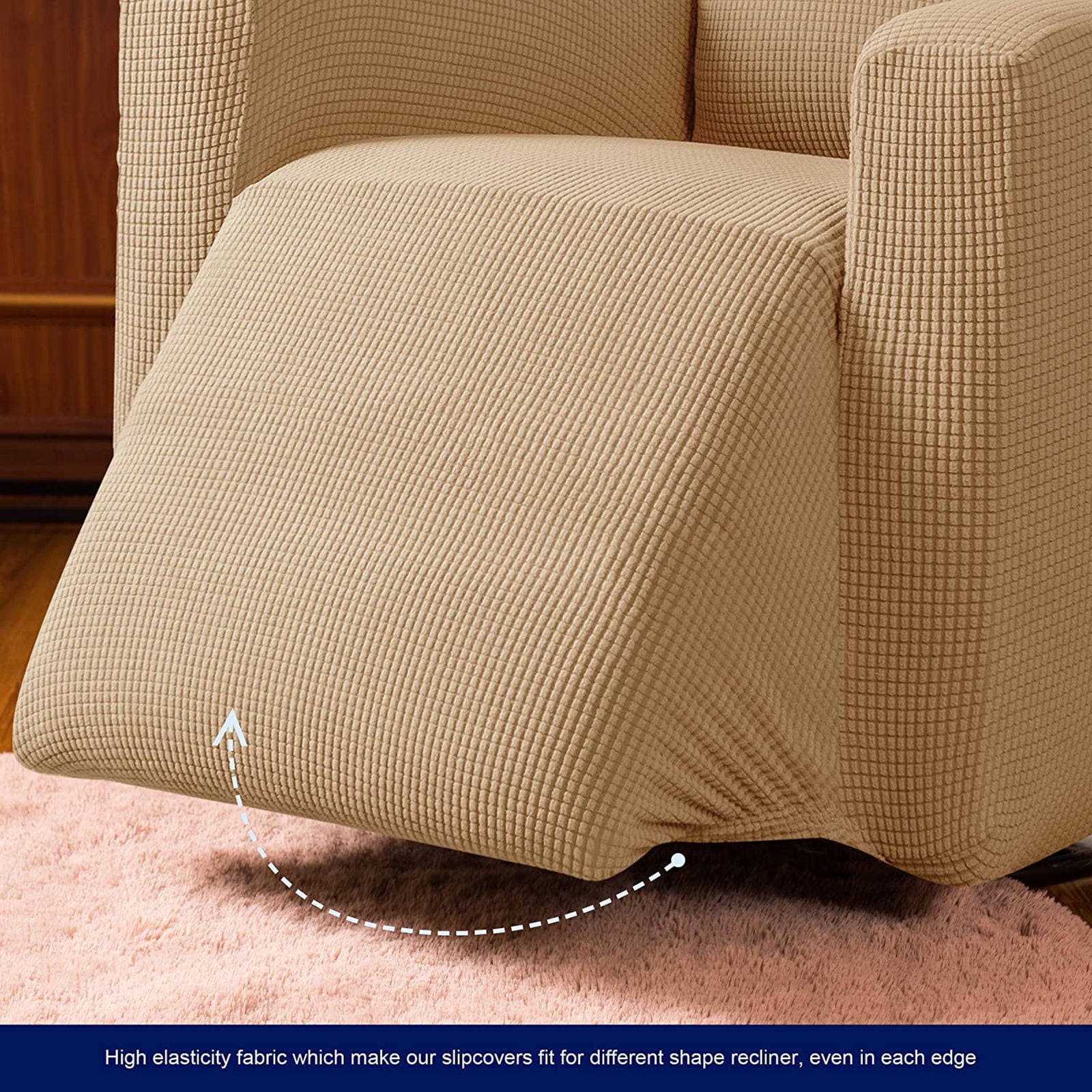 Stretch Recliner Chair Slipcover, 1-Piece Soft Armchair Cover Washable Sofa Cover Non Slip