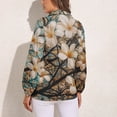 thumbnail image 2 of Plumeria Flowers Long Sleeve Blouse Woman Streetwear Casual Shirts Summer Oversize Woman Streetwear Clothing Birthday Present, 2 of 7