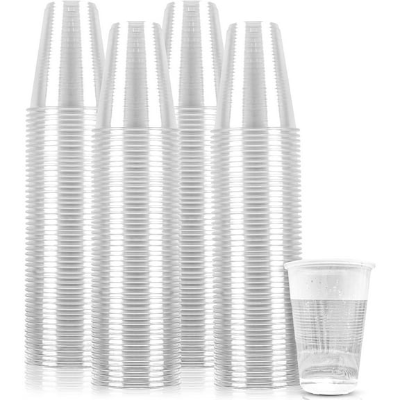 12 oz clear plastic cups - Disposable cold drink party cups (200)