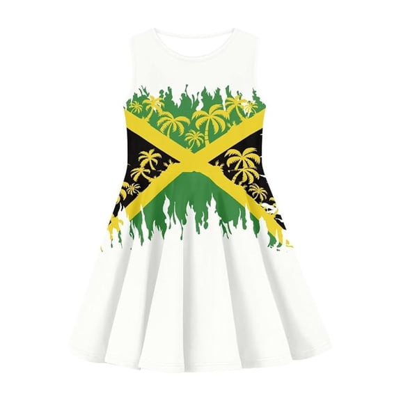 Glisme Toddler Girls Dress Graphic Print Sleeveless Crew Neck Back To School Daily Wear Girls Dresses Size 3-4 Years