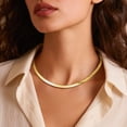 thumbnail image 2 of Bestyle 14K Gold Plated Choker Necklace for Women, 5mm Flat Herringbone Snake Chain Necklace Jewelry for Everyday Wear Birthday Mother's Day, 2 of 8