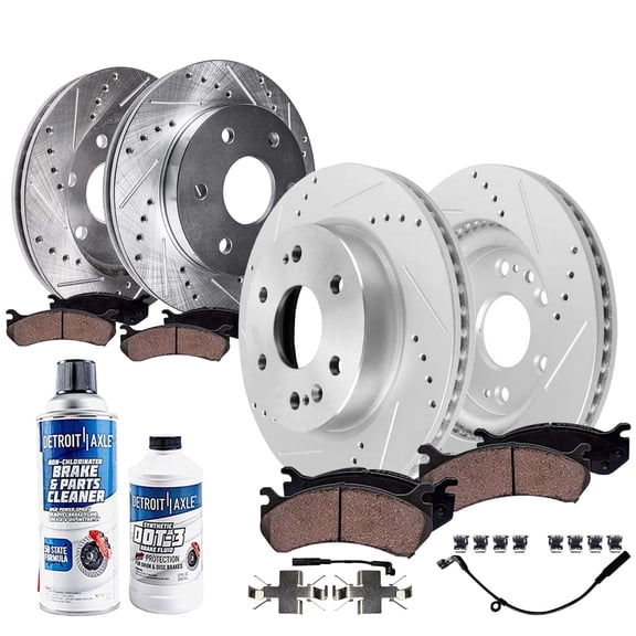 Detroit Axle - 10pc Brake Kit for Chevrolet GMC Silverado Sierra 1500 Tahoe Yukon Escalade, Drilled Brake Rotors Ceramic Brakes Pads Replacement : 13.50" inch Front and 13.58" inch Rear Rotor