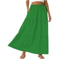 thumbnail image 4 of Women's High Waisted Maxi Tiered Skirt Eyelet Embroidery Cotton Boho Flowy A-Line Long Skirt with Elastic Waist For Summer Beach Vacation Casual Daily Wear, 4 of 8