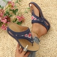 thumbnail image 3 of GERsome Women's Thong Sandals Low Wedge Open Toe Slip-On Slides Summer Comfort Beach Travel Walking Shoes, Blue Size 8.5, 3 of 7