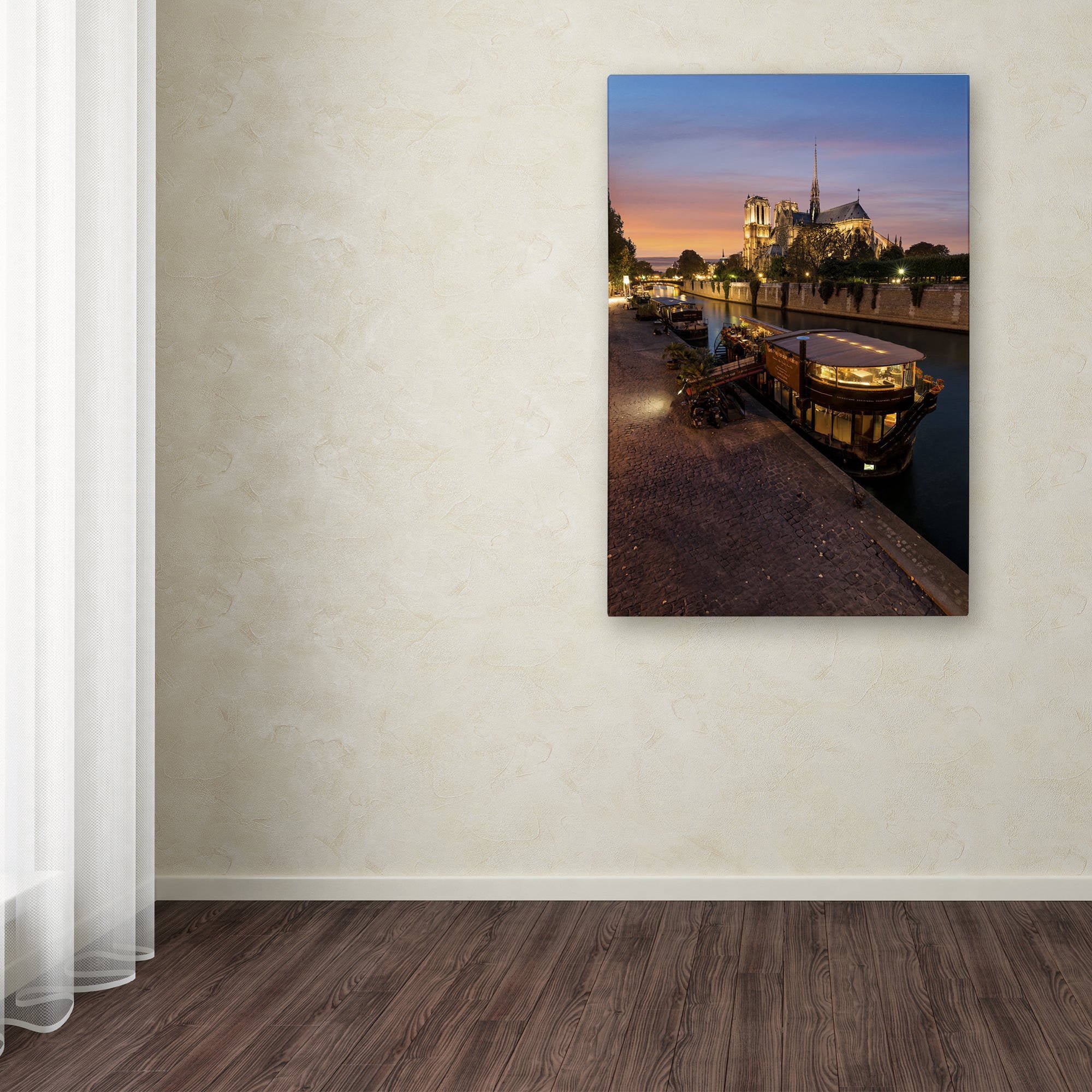 Trademark Fine Art "Sunset in Notre Dame de Paris" Canvas Art by Mathieu Rivrin