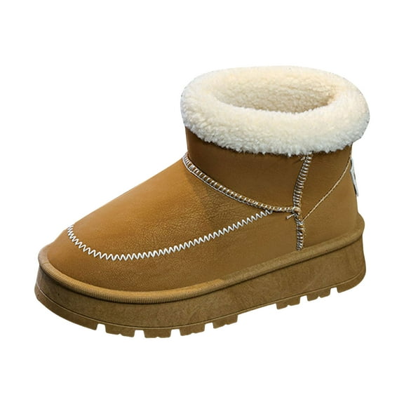 Toddler Kids Platform Snow Boots for Boys Girls Fleece Lined Non Slip Outdoor Hiking Boot Comfortable Wide Calf Winter BootsYellow Size 1 Big Kids