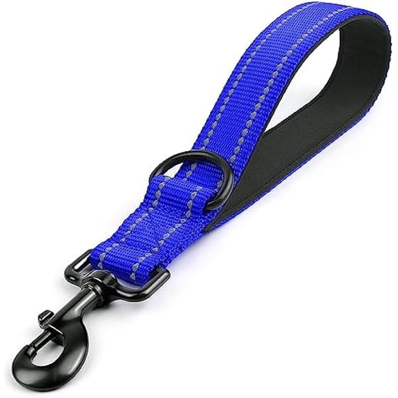 Eryueer Strong Short Dog Leash 1FT, 1.2 Inch Wide, Heavy Duty, Padded Handle for Traffic Control, Reflective Leash for Medium and Large Dogs Walking Training, Royal Blue