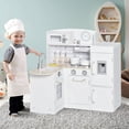 thumbnail image 2 of Qaba Play Kitchen, Kids Kitchen Playset with Microwave Fridge, White, 2 of 10
