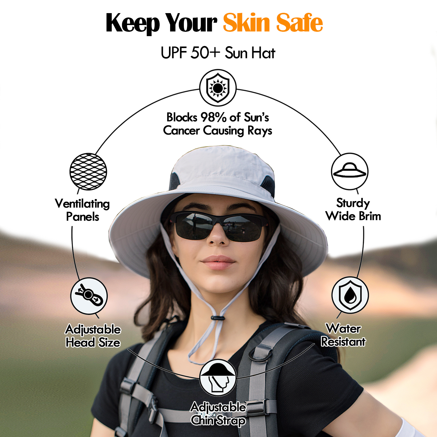 IC ICLOVER Waterproof UPF 50+ Bucket Hat photo 3