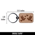 thumbnail image 2 of Two Love Doves Wedding Hearts Birds Rectangle Keychain Charm Tag - Engraved Wood, 2 of 6
