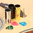 thumbnail image 3 of 4pcs 60MM High Stainless Steel/Glass Guitar Slides Bars + 3 Guitar Picks(Random Color) Finger Slides, 3 of 8