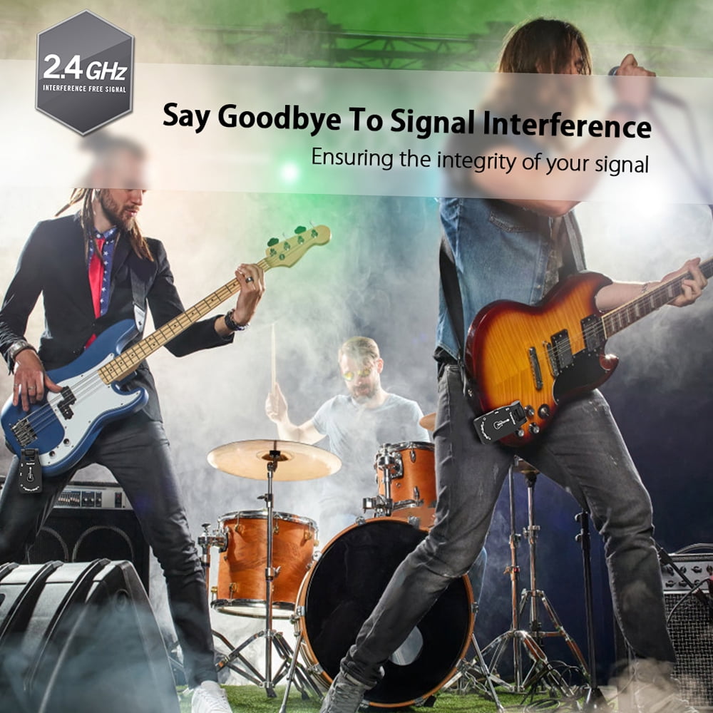 2.4G Wireless Guitar System with 6 Channels, Rechargeable Audio Receiver for Electric Guitar and Bass