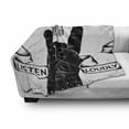 thumbnail image 2 of Music Soft Flannel Fleece Blanket, Vintage Style Hand in Rock Forever Gesture Listen Loudly Message Graphic, Cozy Plush for Indoor and Outdoor Use, 50" x 70", Charcoal Grey Coconut, by Ambesonne, 2 of 5