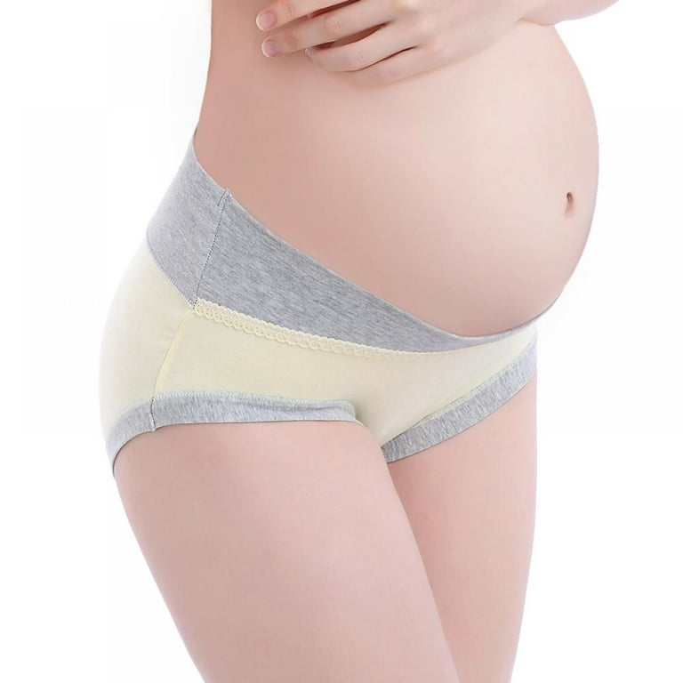 Popvcly Cotton Maternity Panties Low Waist Mother Underwear V-shaped Belly  Support Pregnancy Briefs 