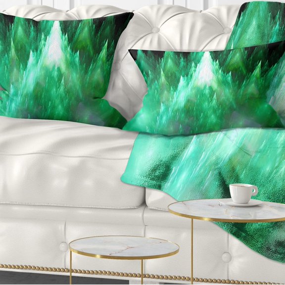 Designart Green Fractal Crystals Design - Abstract Throw Pillow - 12x20