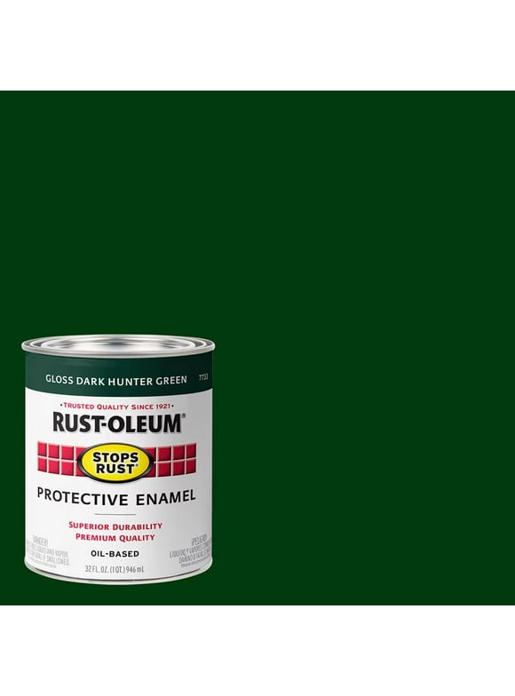 Rust-Oleum 7733502 Enamel Paint, Glossy, Oil Base, Dark Hunter Green, 1 qt