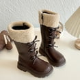 thumbnail image 4 of Puntoco Girls Knee High Boots Fall Boots Winter Snow Tall Boot Dress Shoes for Toddler Little Kid Big Kid Winter Snow Boots for Kids Brown 2.5(37), 4 of 9