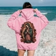 thumbnail image 2 of NinXxx Women's Word Graphic Hoodie Sweatshirt Long Sleeve Pullover Top Pink M, 2 of 5